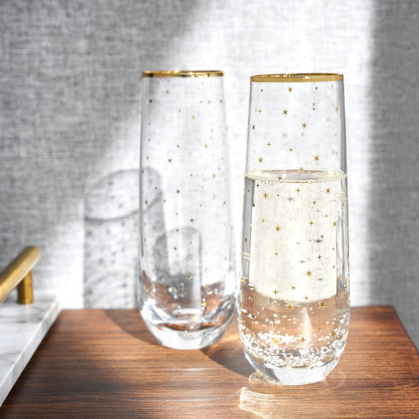 Starlight Stemless Champagne Flute Set by Twine® (10479)