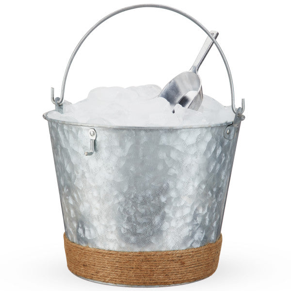 Jute Wrapped Galvanized Ice Bucket by Twine (10880)